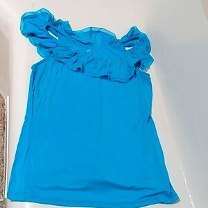 Blue ruffle collar sleeveless top Size L